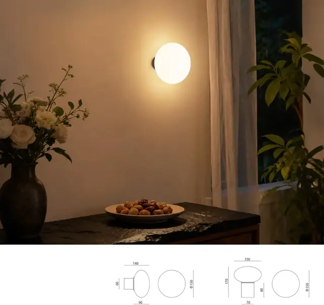 ZT4001 hotel bedside glass globe lamp by Zeti Lighting