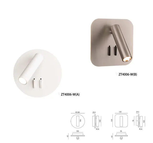 ZT4006 hotel bedside reading light with backlight by Zeti Lighting