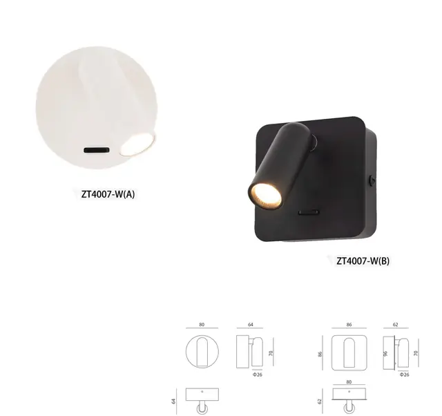 ZT4007 hotel bedside reading spot by Zeti Lighting