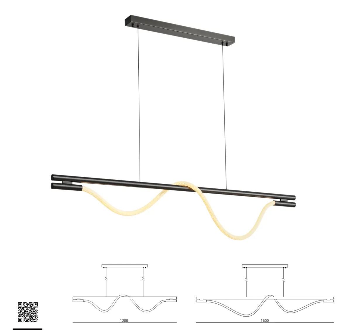 ZT8013 Rope & Rod Family — woven rope LED light family, Sand black finish