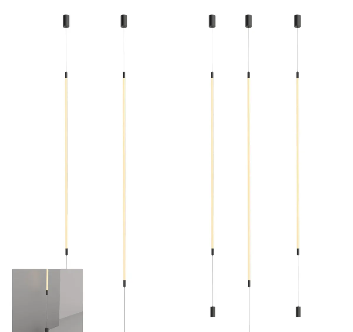 ZT8014 Vertical Rope Pendant — woven rope LED pendant light, Sand black finish
