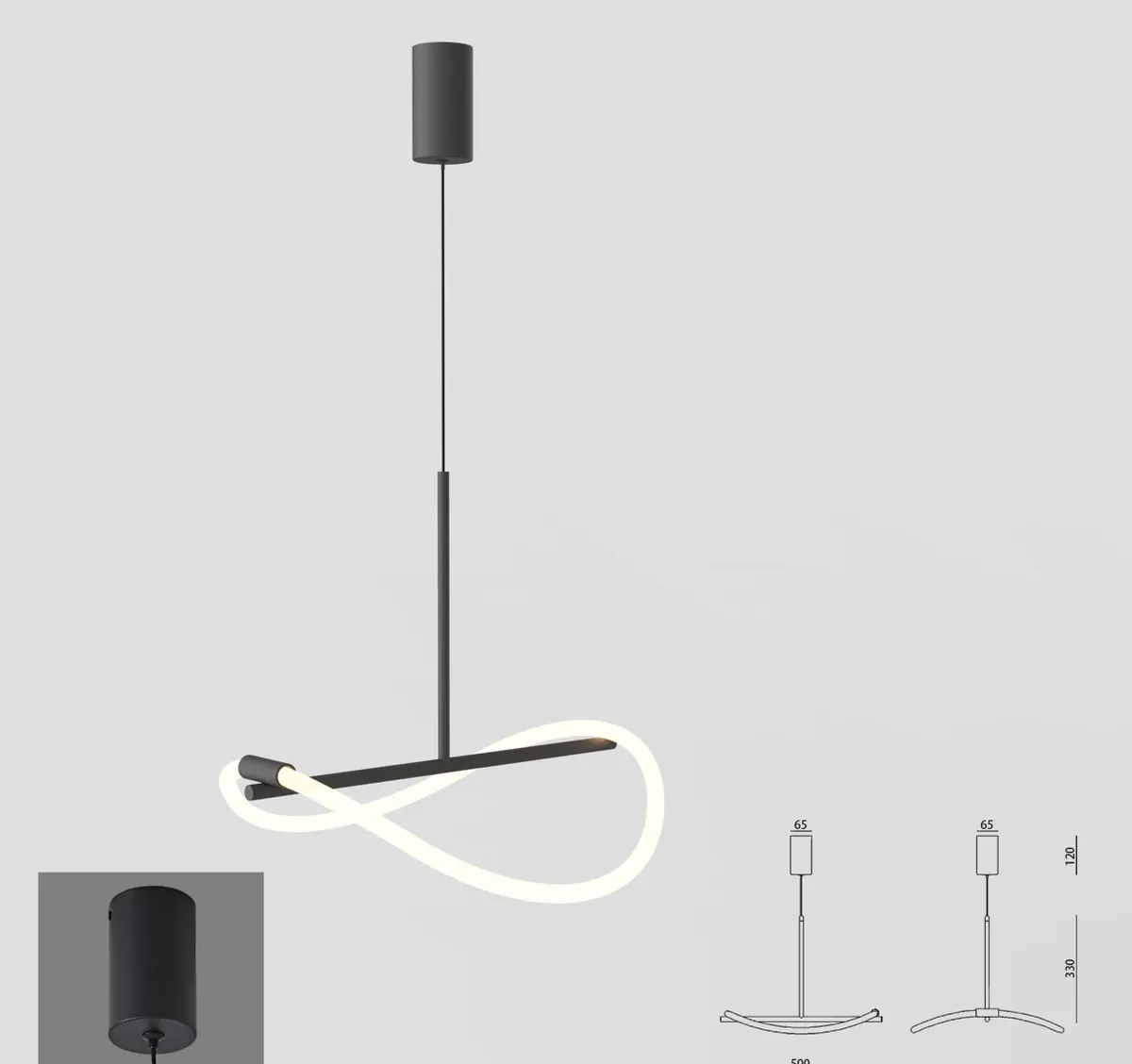 ZT8018 Rope Loop Pendant — woven rope LED pendant light, Sand black finish