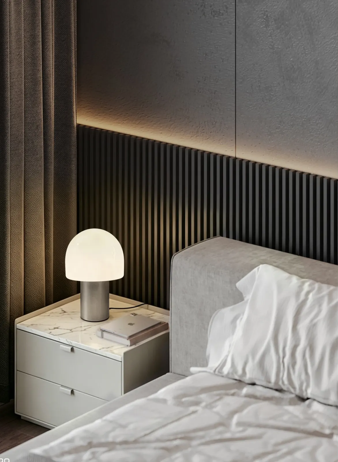 ZT3009 Mushroom Glass Family — installed in a hotel bedside