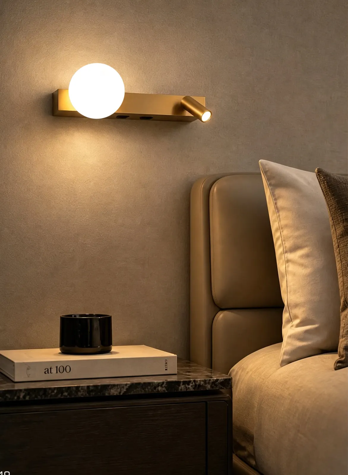 ZT4002 Globe & Reader Bedside Light — installed in a hotel bedside