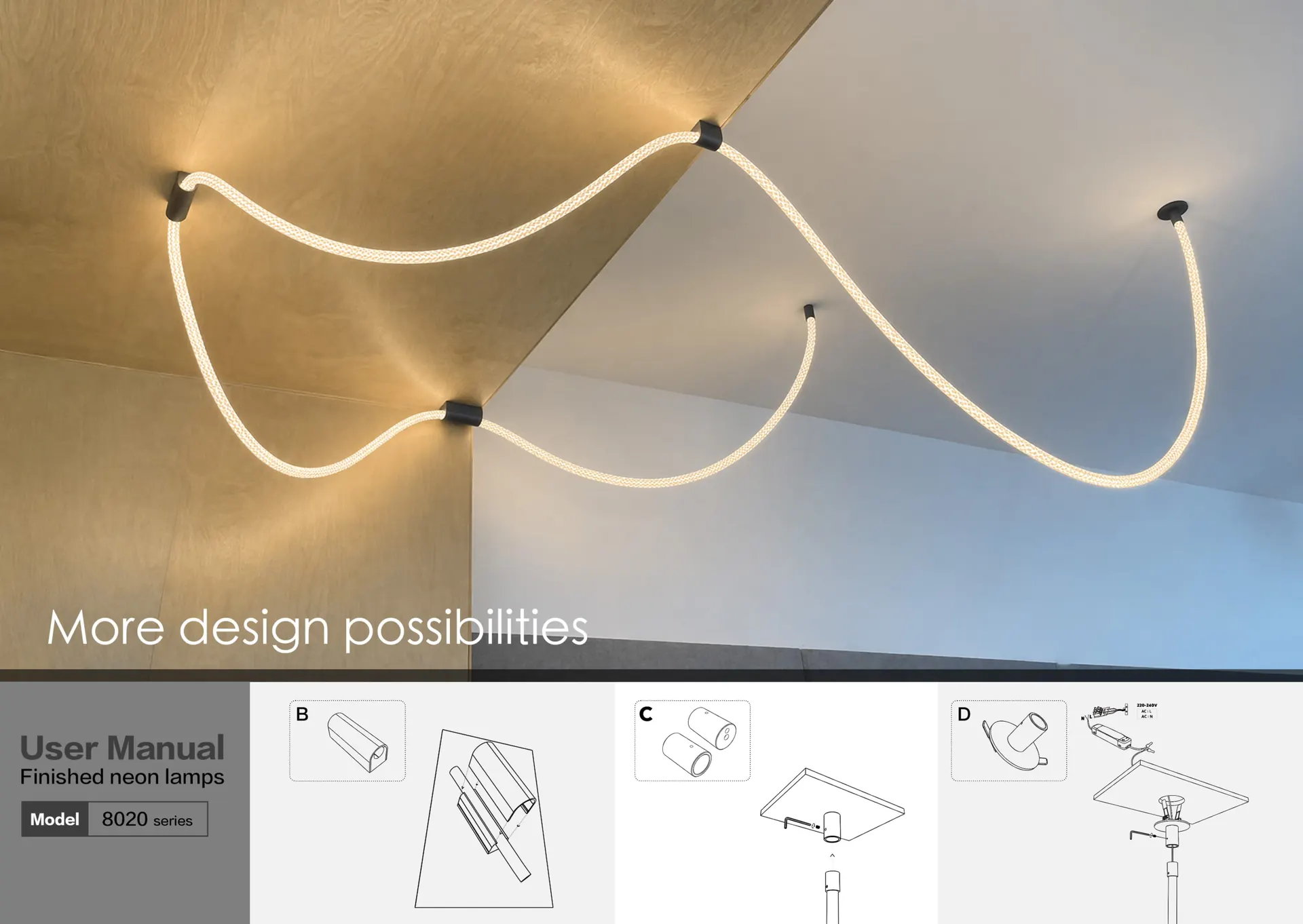 ZT8020 Woven Rope Light Set — installed in a lobby